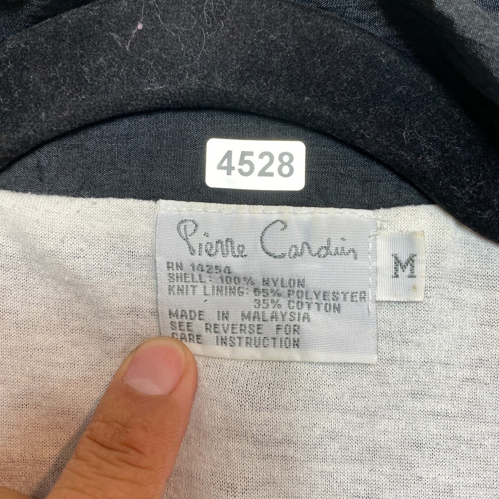 VINTAGE Perry Ellis Track Jacket Mens M Black Nylon Full Zip Windbreaker 80s - Picture 7 of 14
